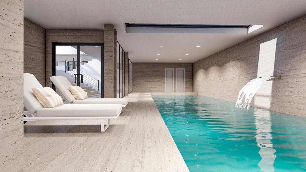 Le blanc, piscina interior climatizada