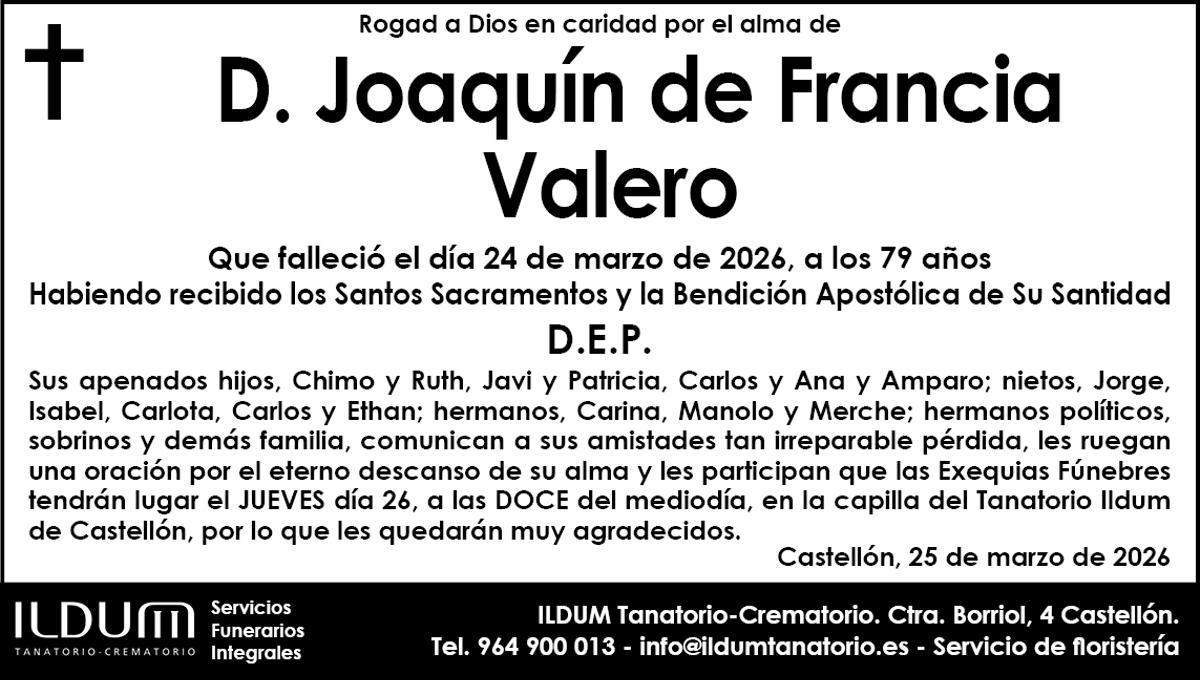 D. Joaquín de Francia Valero