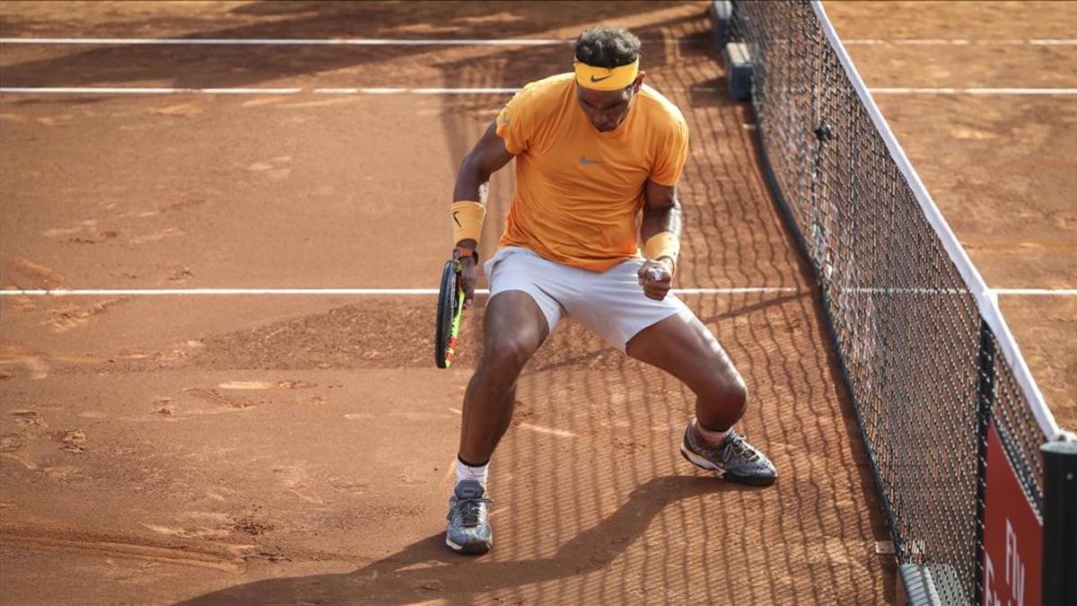 Nadal celebrando uno de los puntos ante Goffin