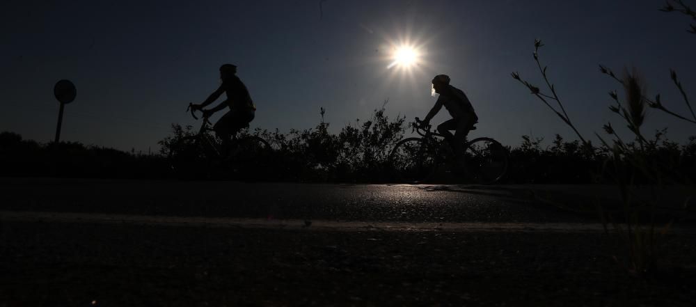 Ciclistas rodando por la carretera de El Saler