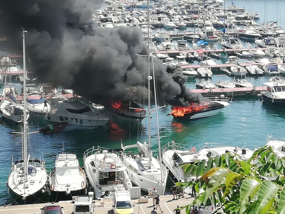 Incendi al port marina de Palamós