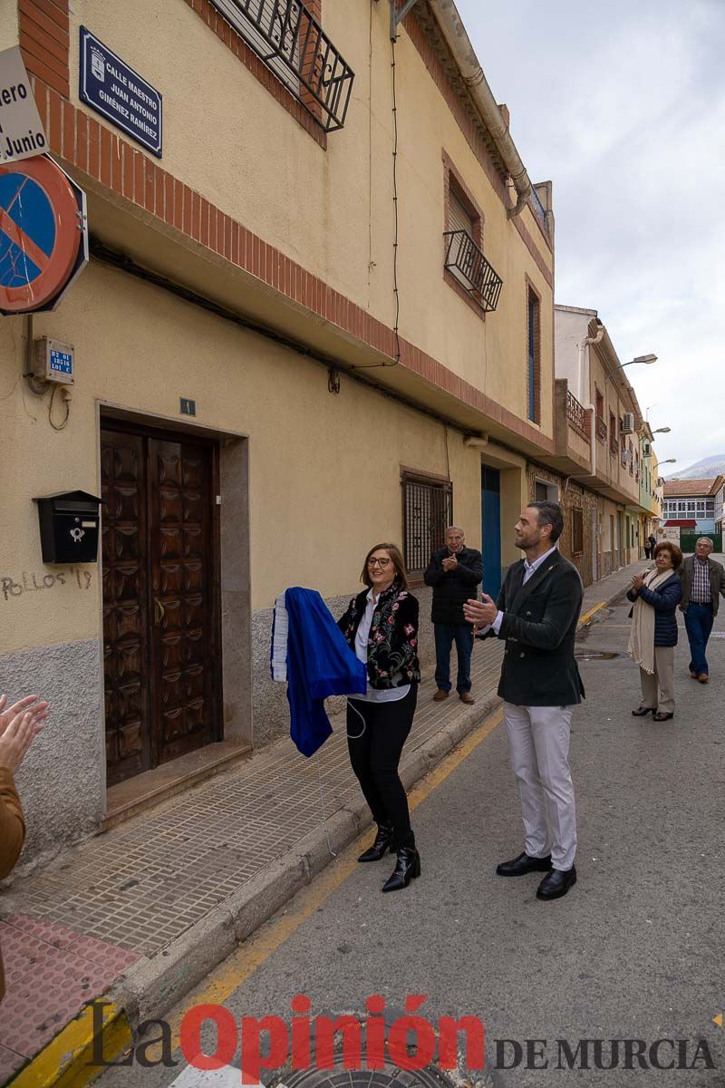 Una calle en Caravaca recuerda al profesor Juan Antonio Giménez Ramírez