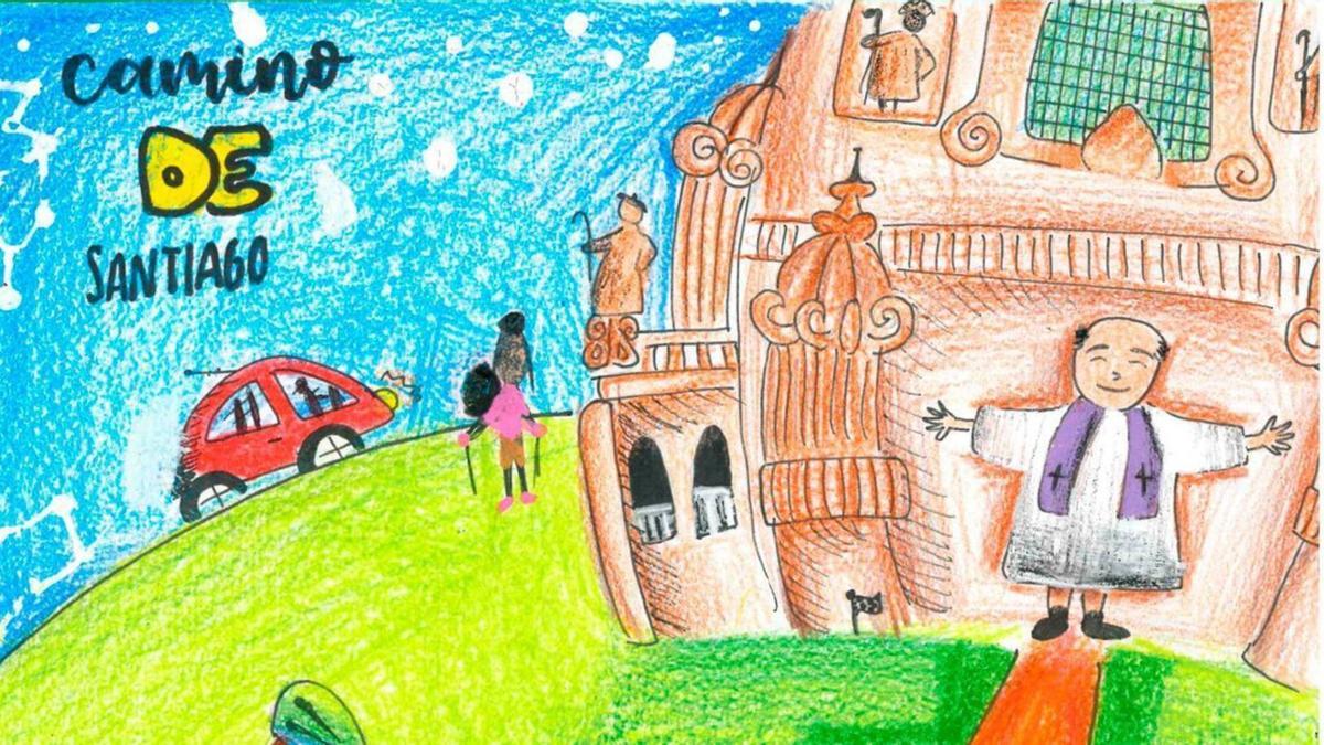 Unha das ilustracións da serie vencedora nesta categoría “Os Camiños de Santiago”.   | //ESCOLA EN CAMIÑO