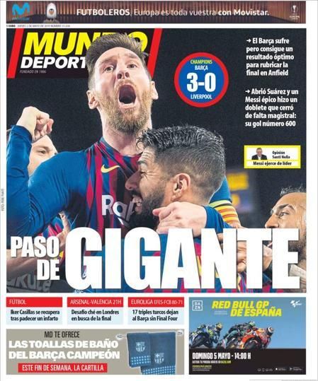 Portada MUNDO DEPORTIVO jueves 2 de mayo 2019