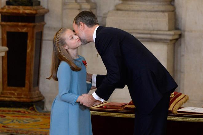 El beso del rey a su hija Leonor