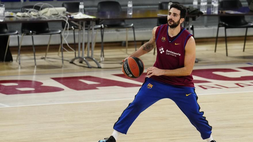 Ricky Rubio, en ple entrenament al Palau Blaugrana