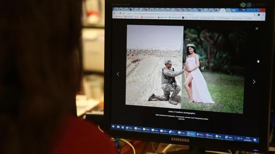 La imagen de una embarazada con su marido, que está a miles de kilómetros, se viraliza