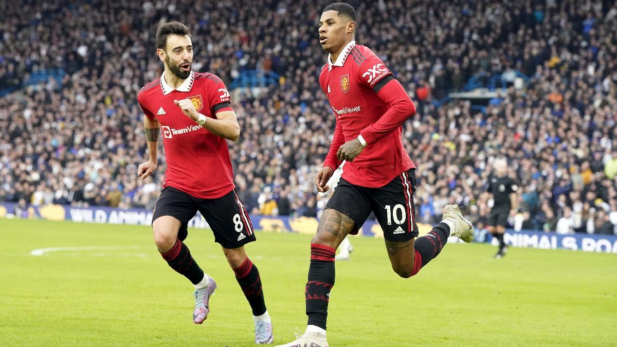 Bruno y Rashford en la victoria del United en Leeds