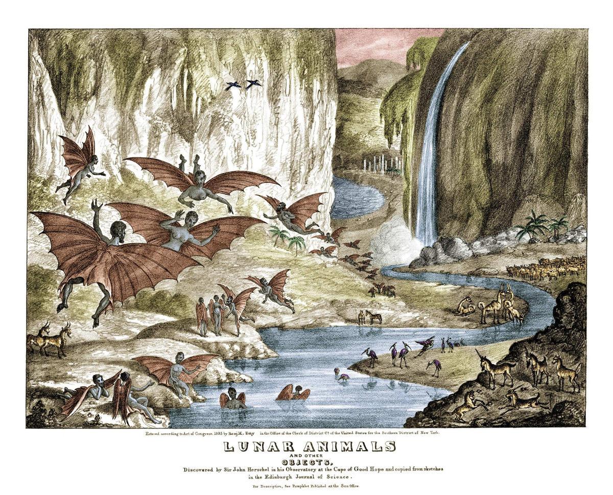 Animales lunares imaginados para el 'New York Sun', en 1835
