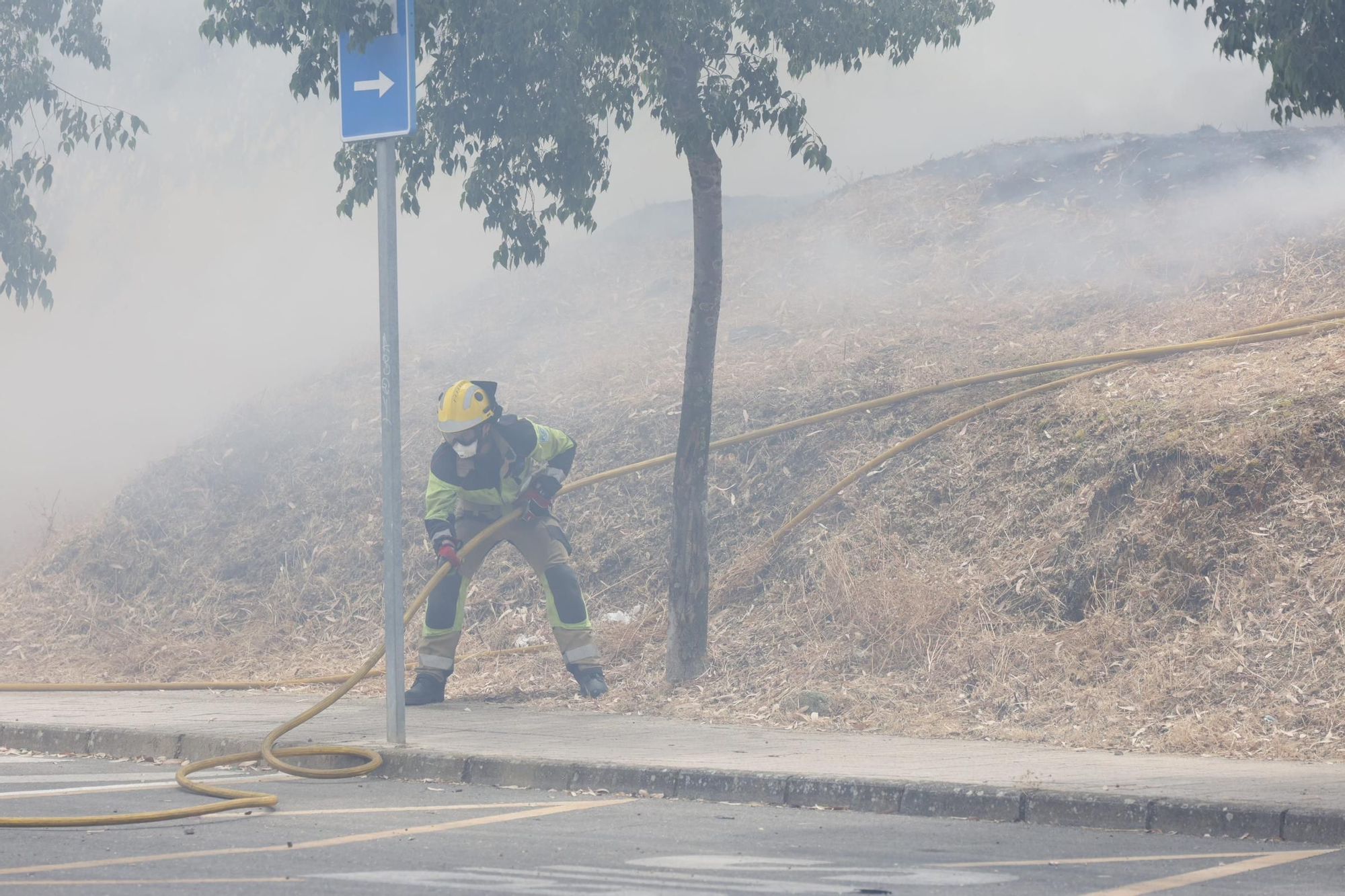 Incendio de pastos en unas pistas de fútbol de La Mejostilla