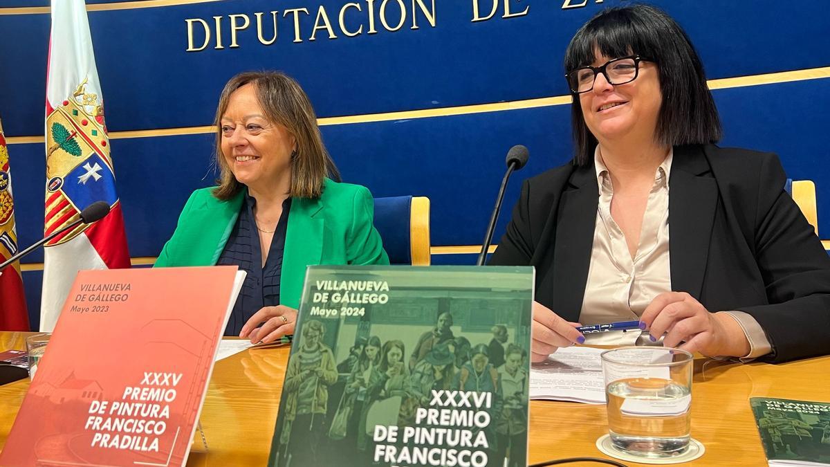 La diputada delegada de Cultura, Charo Lázaro, y la concejala de Cultura de Villanueva de Gállego, Susana González, este lunes en la presentación.