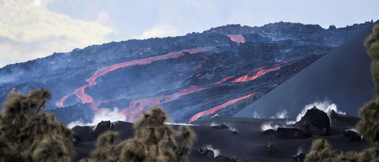 Coladas del volcán en la jornada de ayer.