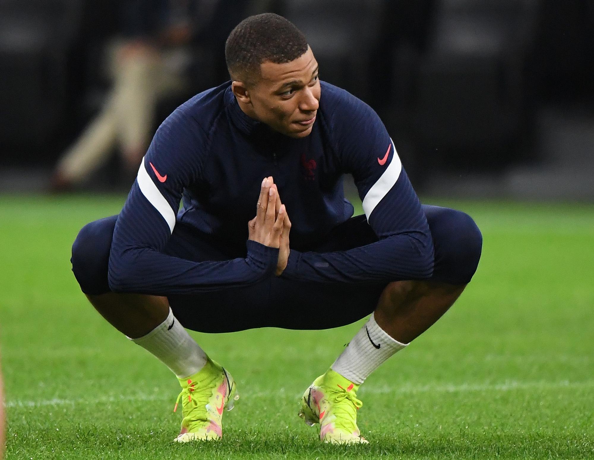 Mbappé, durante un entrenamiento con Francia.