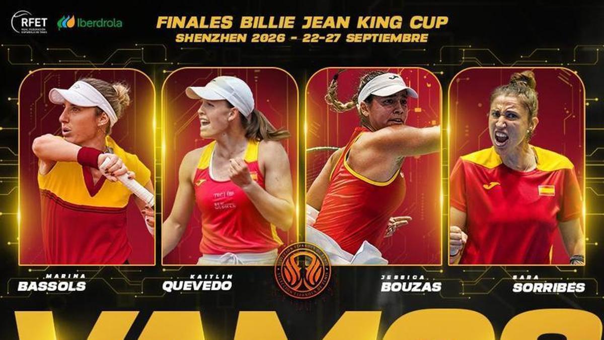 Bassols, Quevedo, Bouzas y Sorribes formarán la Selección Española Iberdrola de Tenis que disputará las Finales de la Billie Jean King Cup 2026.