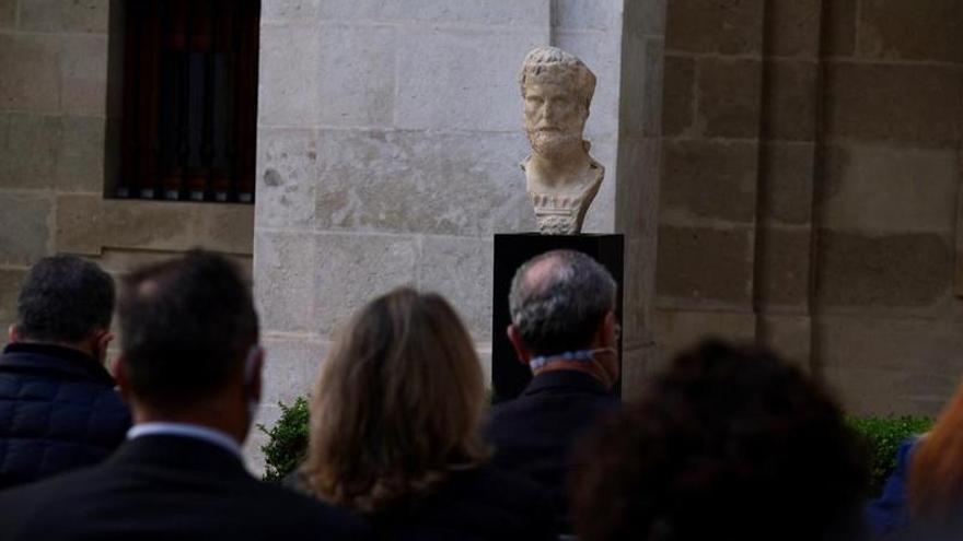 Imagen del busto del emperador Antonino Pío que expondrá a partir de ahora en el Museo de Málaga.