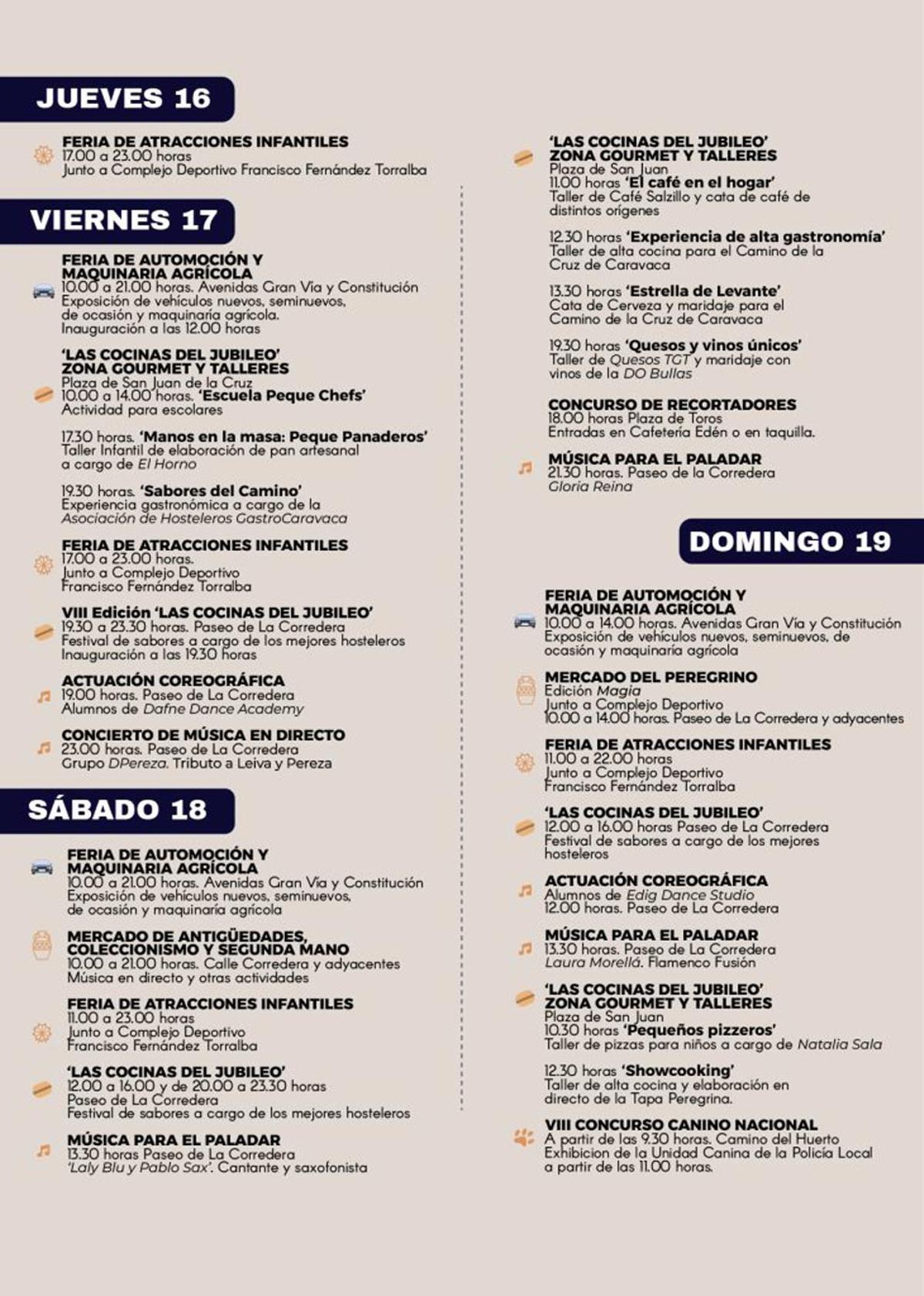 Programa de la Feria de Caravaca de la Cruz