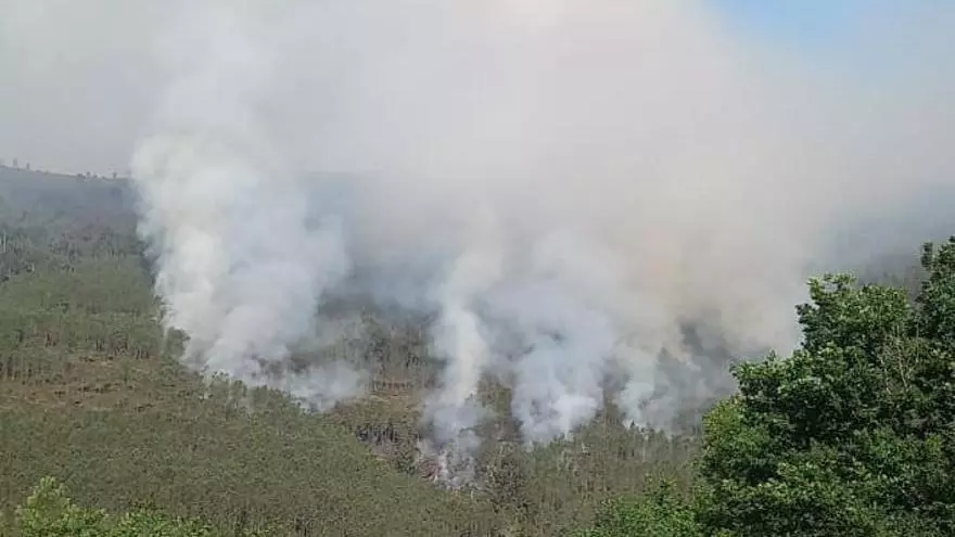 El fuego avanza por el monte en Boborás