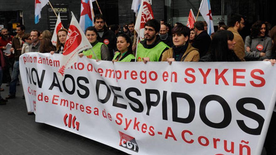 Manifestación de trabajadores de Sykes.