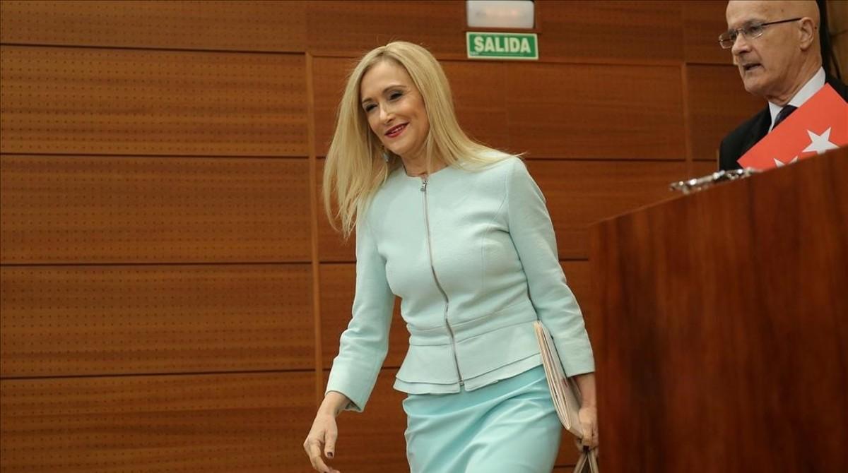 Cristina Cifuentes, el pasado jueves en la Asamblea de Madrid. 