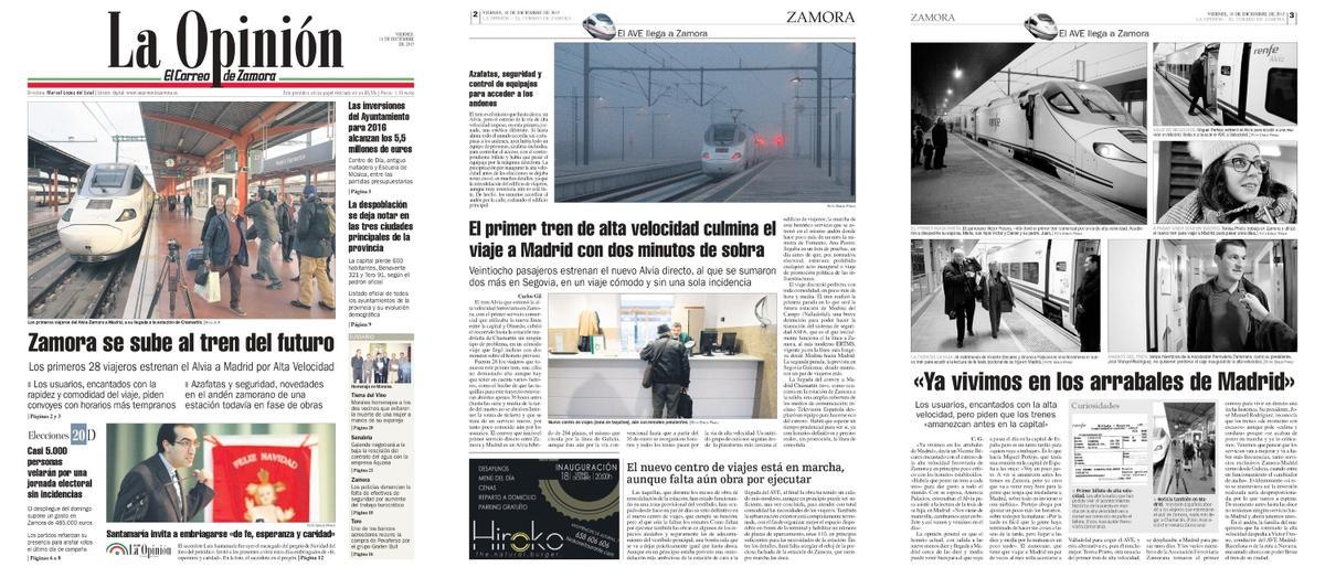 Cobertura del primer viaje Zamora-Madrid en trenes de Alta Velocidad