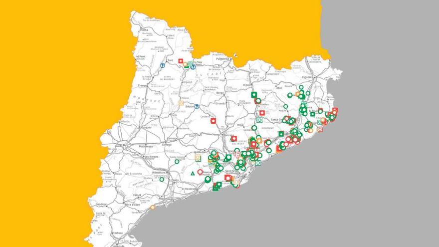 Aquest és el mapa interactiu que situa els nius de vespa asiàtica detectats a Catalunya