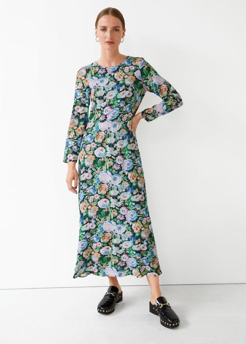 Vestido midi estampado de flores de &amp; Other Stories