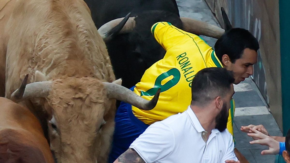 Quinto encierro de San Fermín con toros de Jandilla