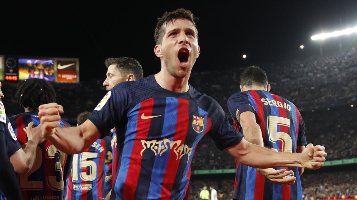 Sergi Roberto celebra tras marcar el gol del empate