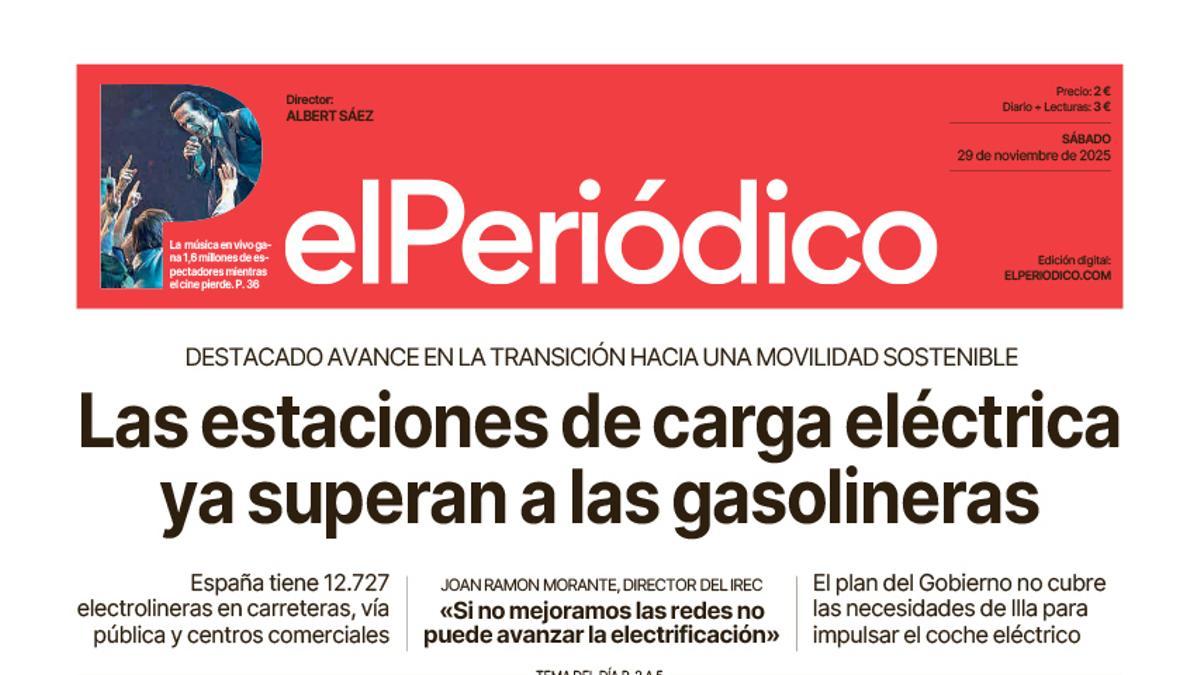 La portada de EL PERIÓDICO del 29 de noviembre de 2025