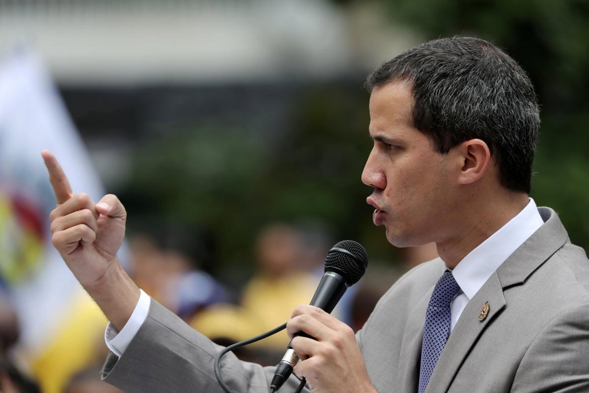 FILE PHOTO: Venezuelan opposition leader Juan Guaido, who many nations have recognised as the country’s rightful interim ruler, speaks during a gathering with supporters in Caracas, Venezuela August 7, 2019. REUTERS/Manaure Quintero/File Photo