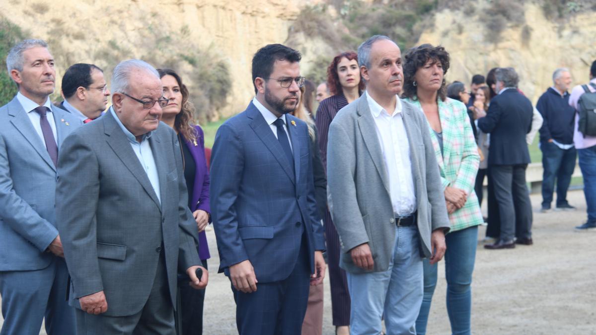 El president de la Generalitat, Pere Aragonès, durant l&#039;acte d&#039;homenatge a Lluís Companys a Barcelona