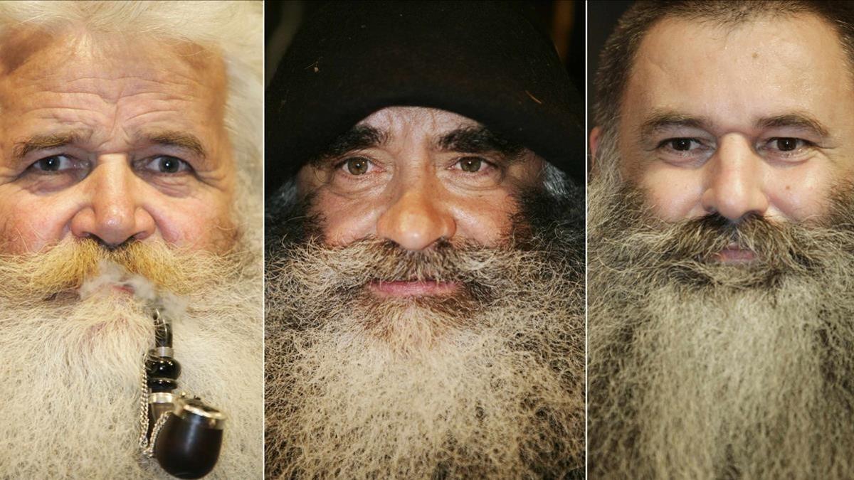 Tres participantes de un concurso de barbudos en Chur (Suiza).