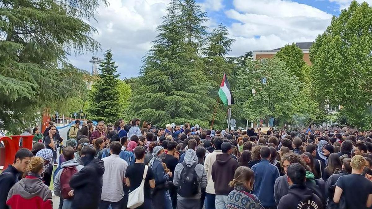 Un grupo de integrantes de la Acampada por Palestina de Madrid han irrumpido este viernes en el edificio donde están reunidos los vicerrectores en la Universidad Complutense.