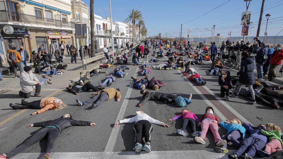 Vecinos del Maresme protestan para reclamar una N-II más pacificada, en enero de 2021