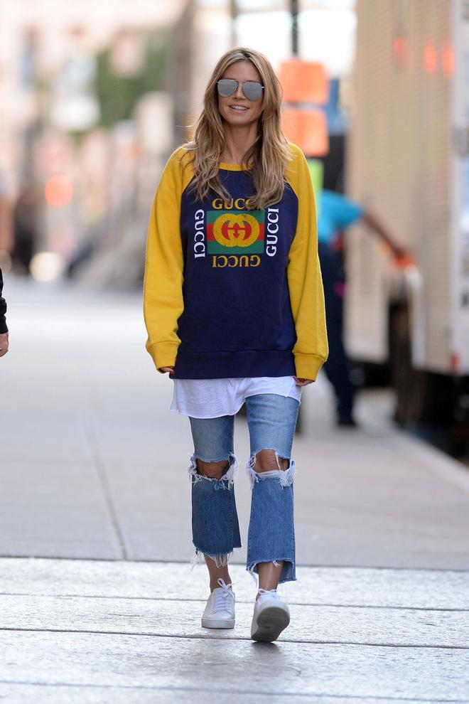 Heidi Klum con look sport en Nueva York