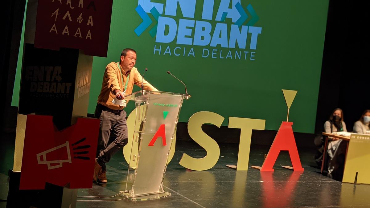 David Lázaro, secretario general del sindicato OSTA, en el último congreso de la organización.