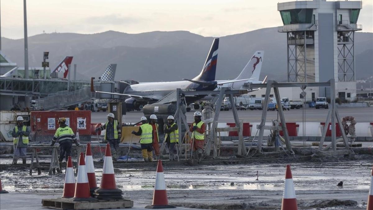 Obras del acceso ferroviario al aeropuerto de El Prat