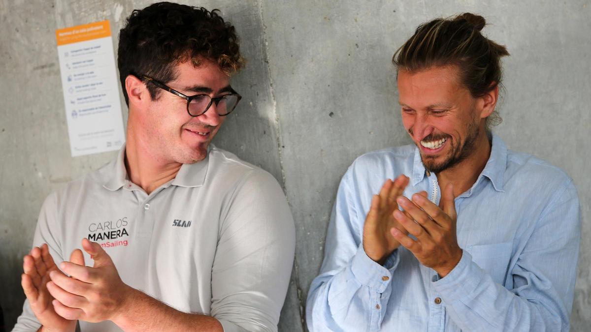 Carlos Manera (2º) y  Fede Waksman (1º),  ganadores de la regata Mini Transat de Vela