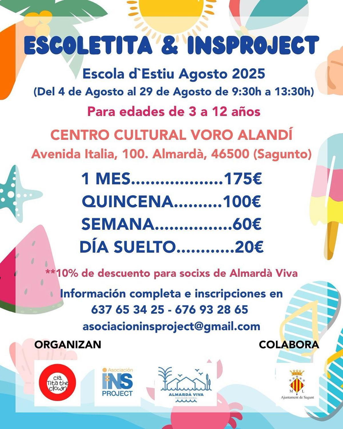 Cartel informaytivo de  la Escoletita &amp; InsProject