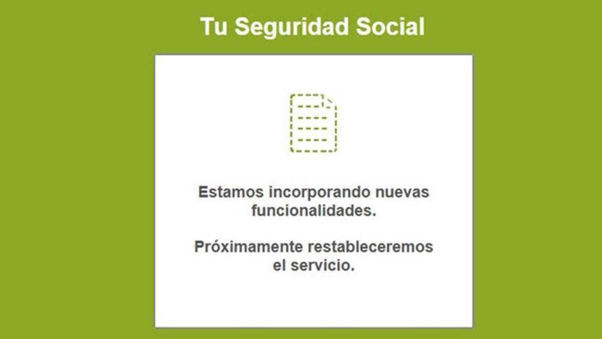 El simulador de la Seguridad Social para calcular la pensión, fuera de servicio.