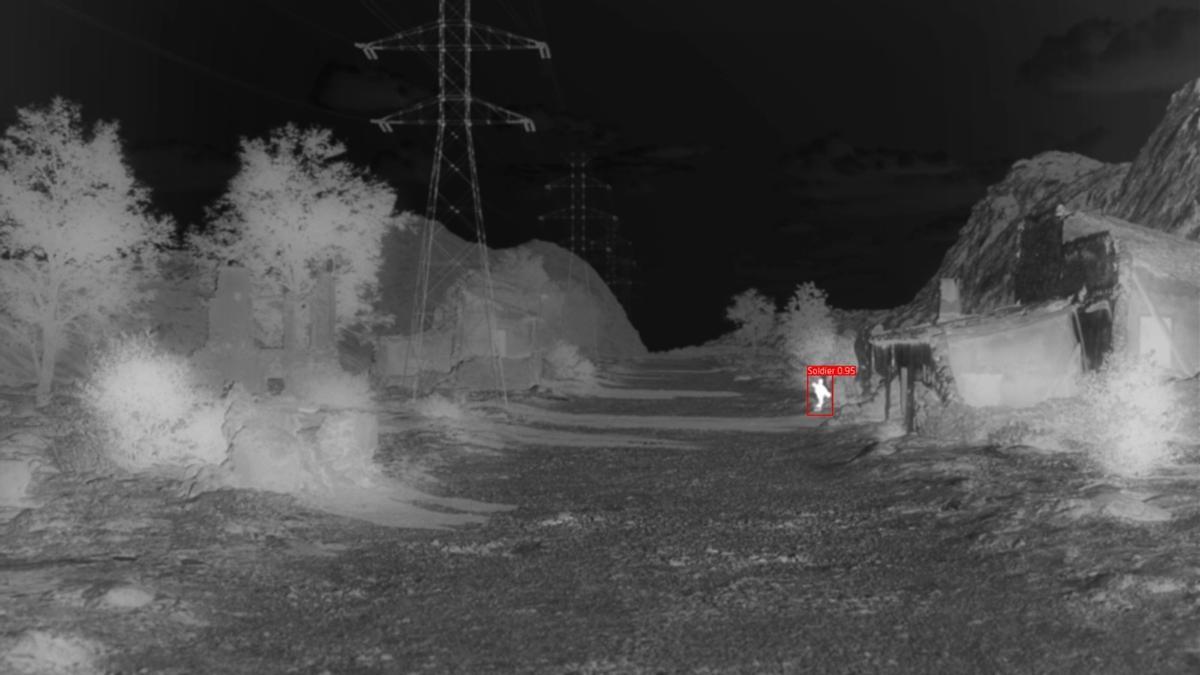 Una imagen infrarroja de un supuesto combatiente captada por un sensor de Indra