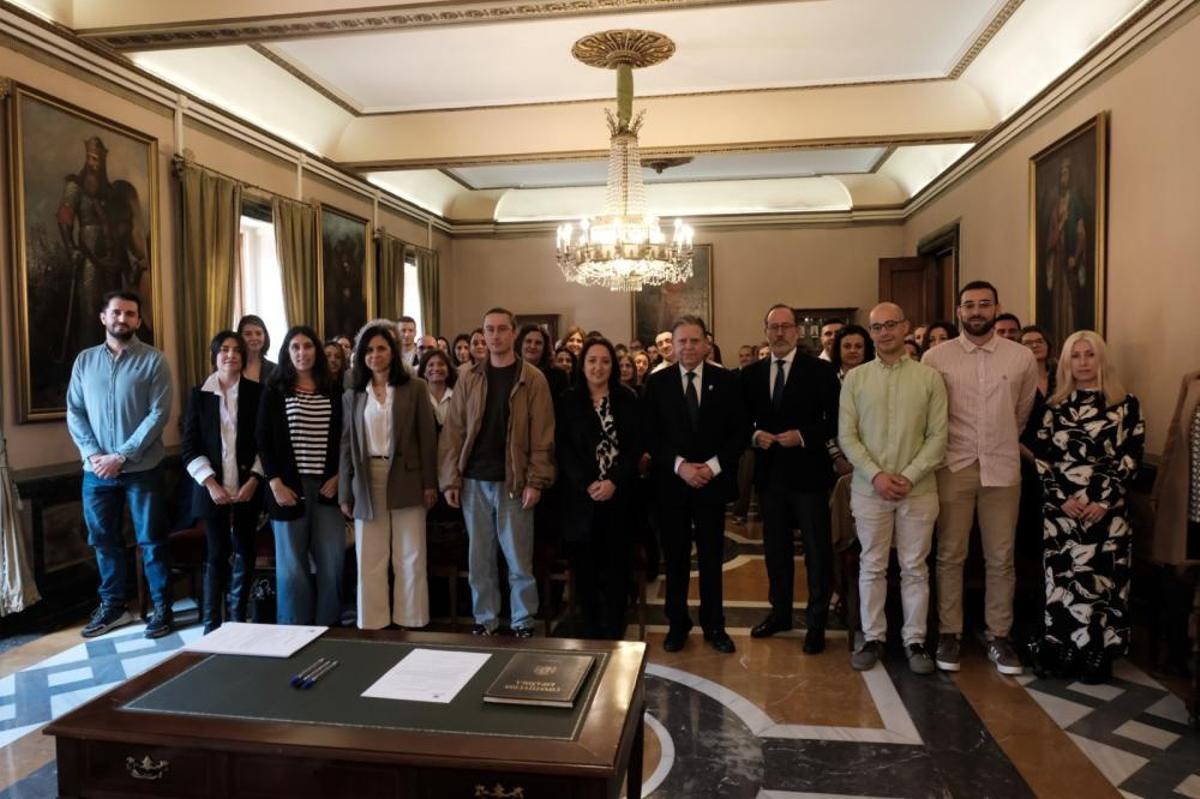 Un momento en la recepción de los nuevos trabajadores públicos,