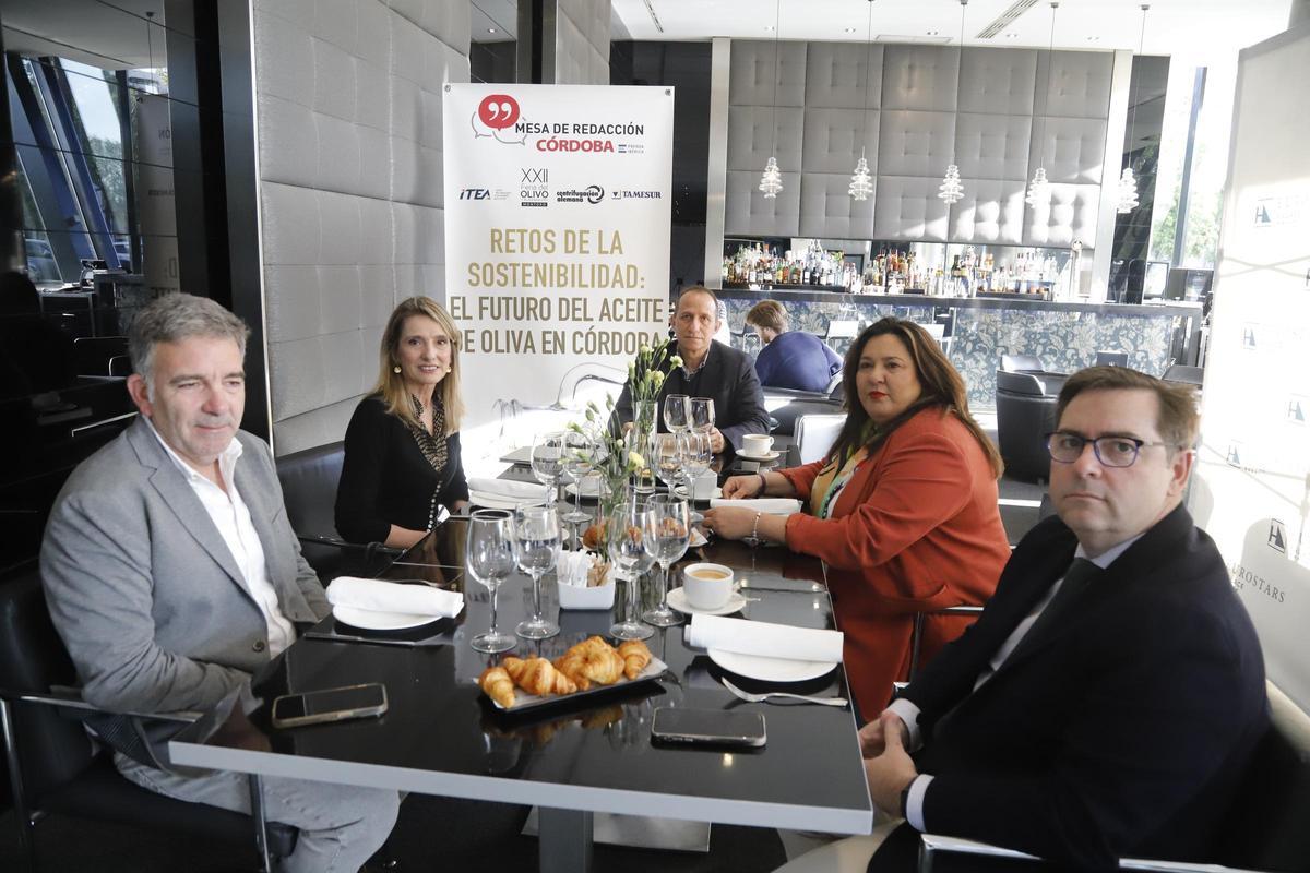 José M. Penco, Rosa Gallardo, Francisco Expósito, Lola Amo y Juan A. Polo, en la mesa celebrada en el Eurostars Palace.