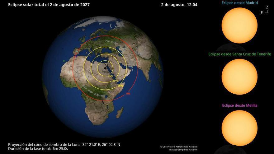Así será el eclipse total de Sol del 2 de agosto de 2027