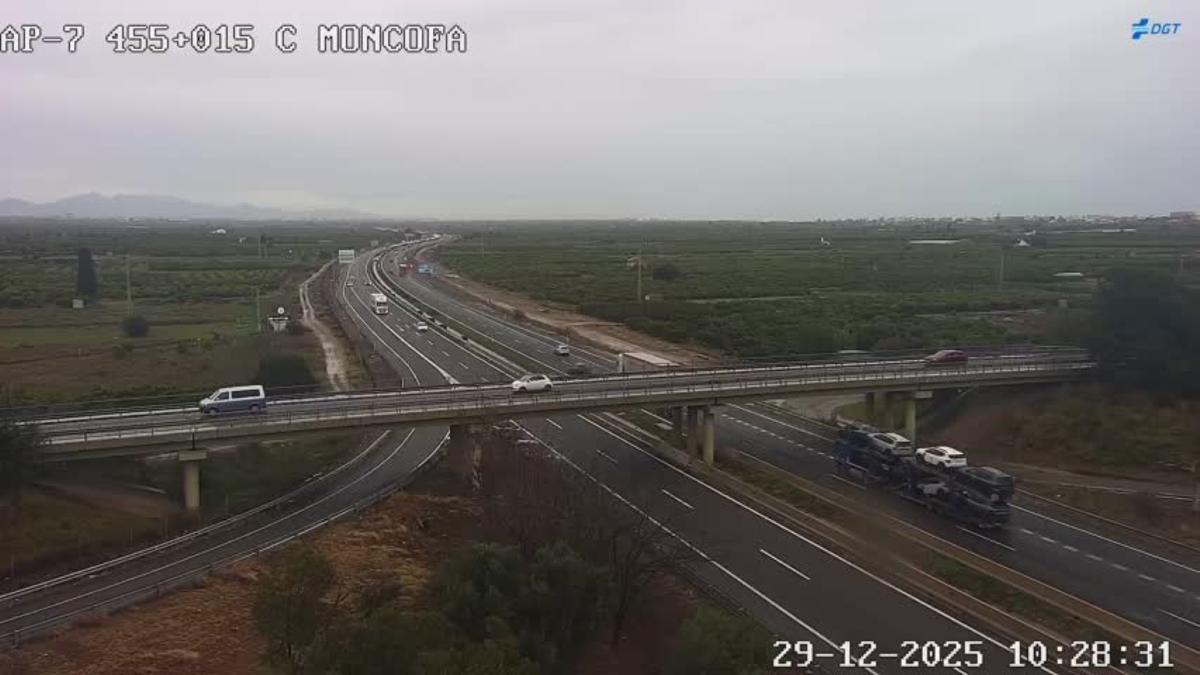 Situación del tráfico a unos kilómetros del lugar del accidente