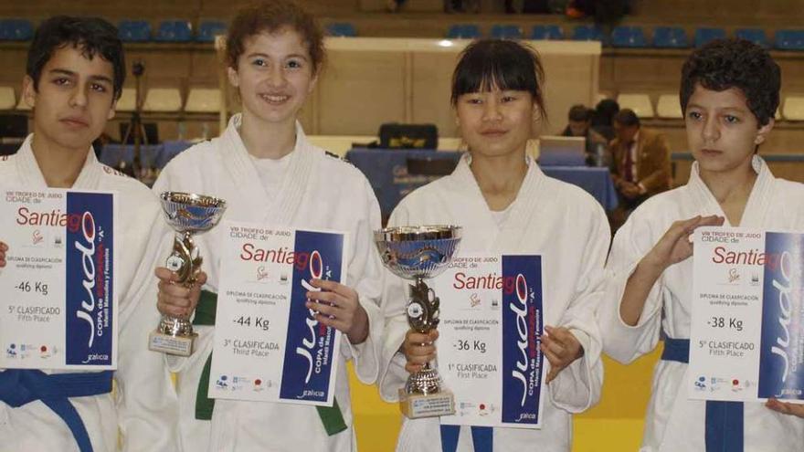 Los cuatro judokas zamoranos al término de la competición.
