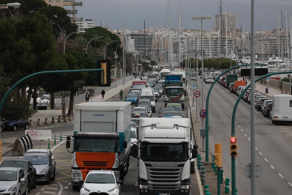 Protesta de transportistas en Palma
