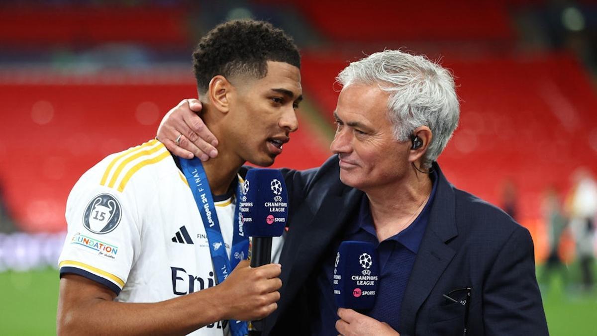 Jude Bellingham y José Mourinho, tras la final de Champions en Wembley en 2024.