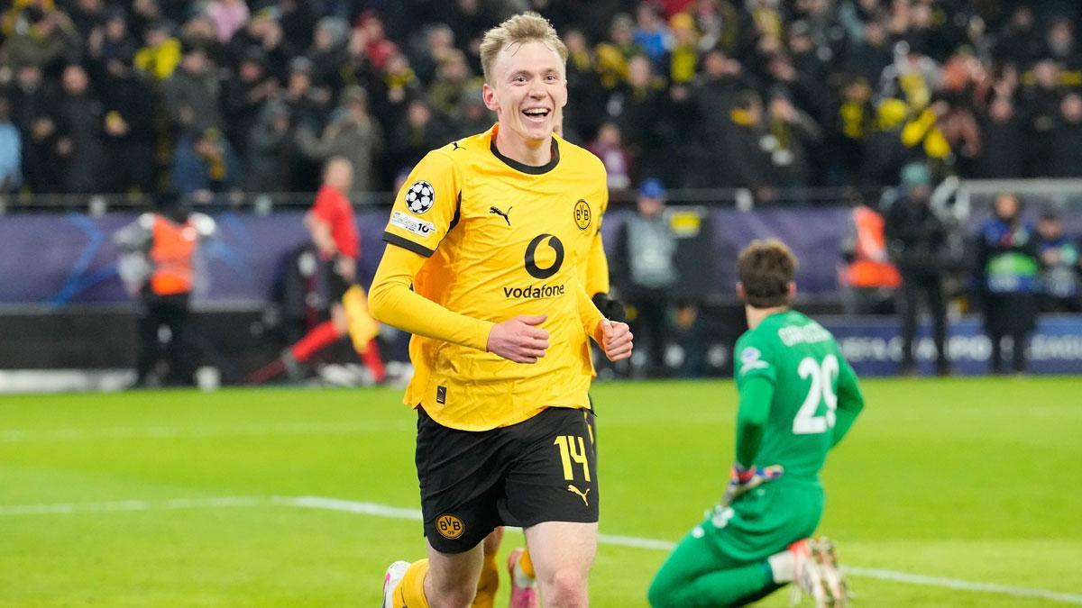 Beier celebra su gol contra el Atalanta