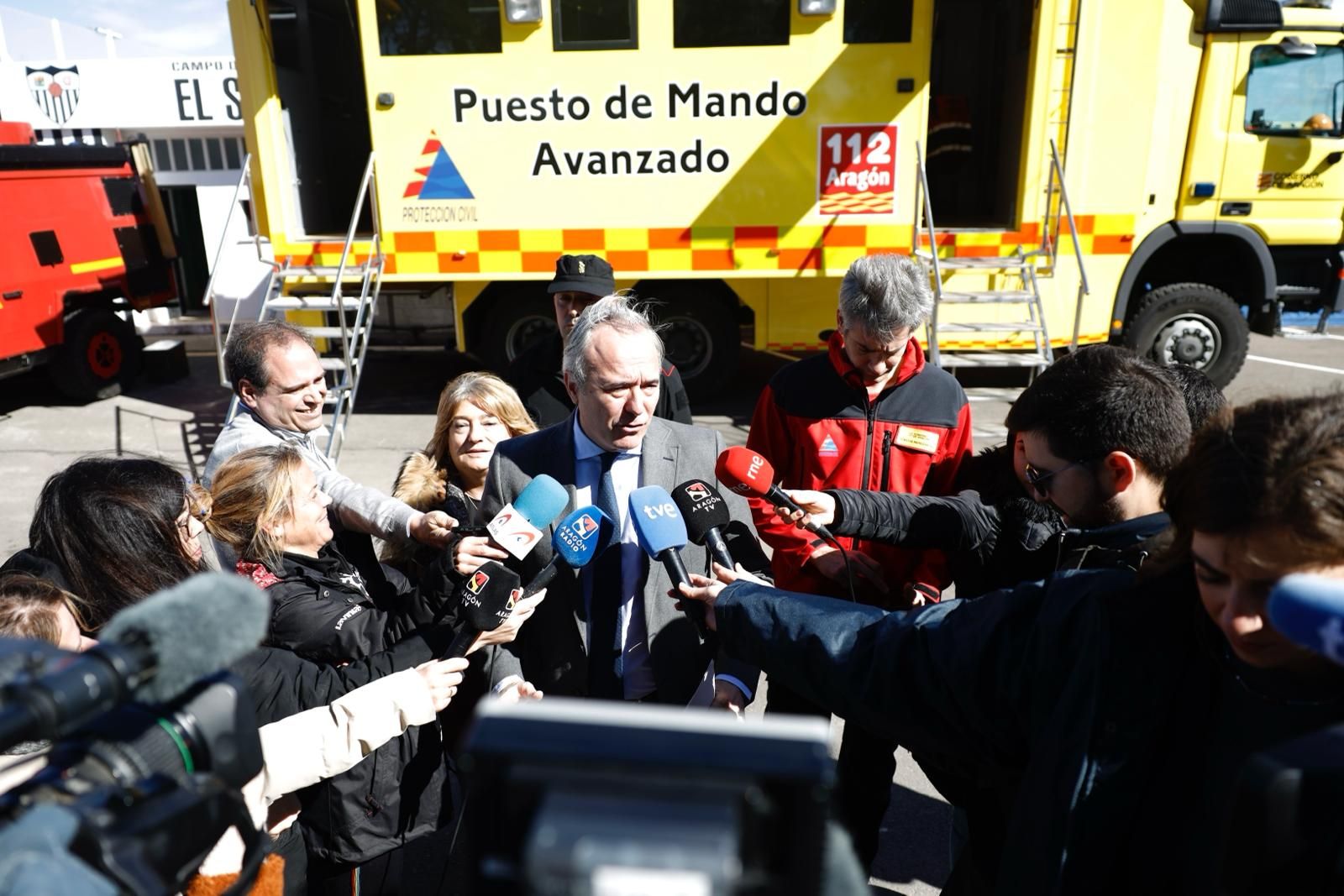 Azcón preside la reunión del CECOP en Luceni para hacer seguimiento de la crecida del Ebro